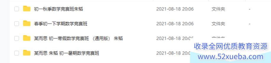 学而思 朱韬 初一数学竞赛班年卡(66讲带讲义)百度云下载