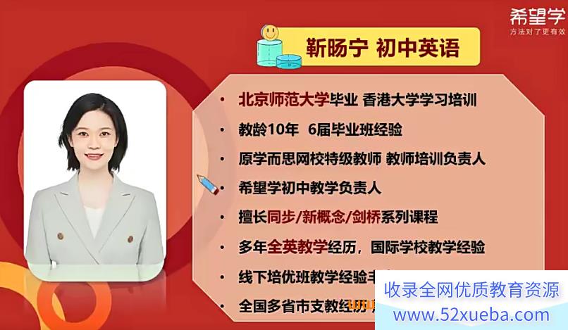 希望学靳旸宁2024春初二英语培训班春下全国版A+ 15讲完结带讲义 百度网盘下载-
