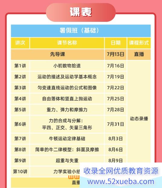 夏梦迪2028届高一物理全年系统班 2025暑秋2026寒春高一物理课程