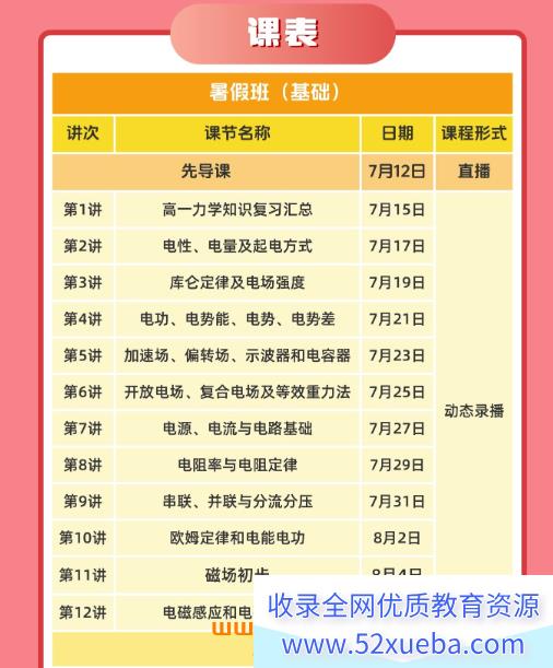 夏梦迪物理2027届高二物理全年系统班 夏梦迪25暑秋26寒春高二物理网课