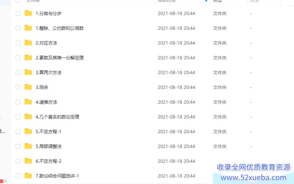 高中数学竞赛数论系统课(超完整)8讲带讲义百度云下载
