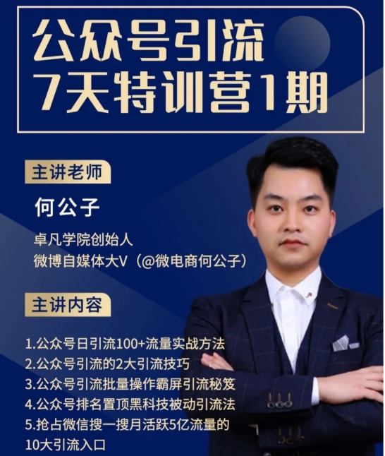 卓凡创始人何公子_公众号精准引流7天特训营-吾爱学吧