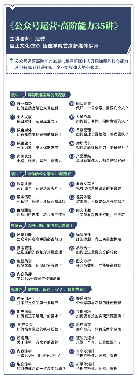 公众号运营高阶能力35讲_从月薪3k到月薪30k新媒体人的必修课-吾爱学吧