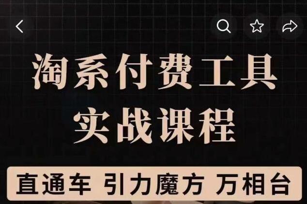 淘系付费工具实战课程：直通车+引力魔方+实操演练（原价1299）-吾爱学吧