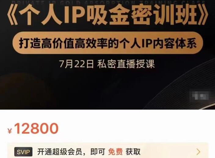 桔子会个人IP吸金密训班，打造高价值的个人IP内容体系（原价12800元）-吾爱学吧