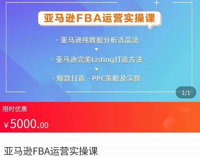 亚马逊FBA运营实操课：纯数据分析选品法，完美Listing爆款打造及PPC策略-吾爱学吧