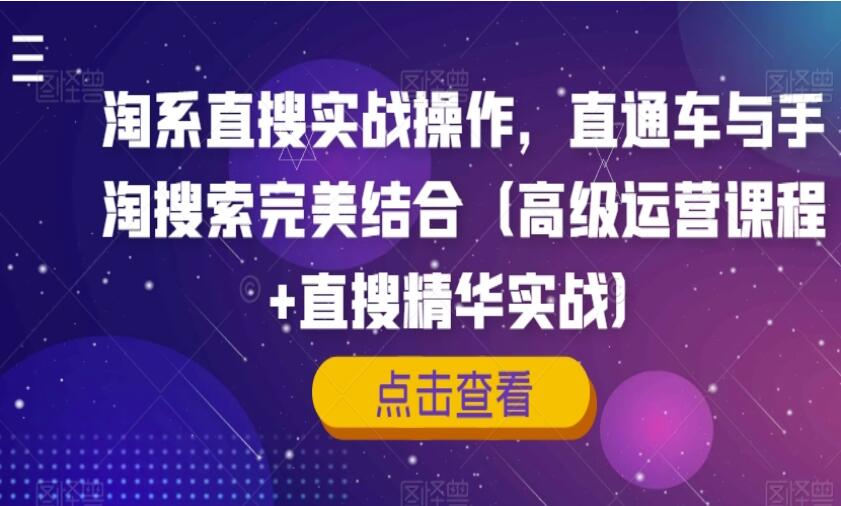 淘系直通车与手淘搜索课程（高级运营课程+直搜精华实战）-吾爱学吧