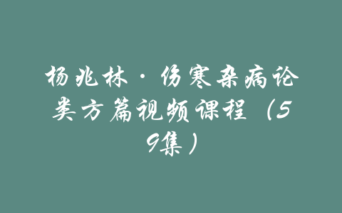 杨兆林·伤寒杂病论类方篇视频课程（59集）-吾爱学吧