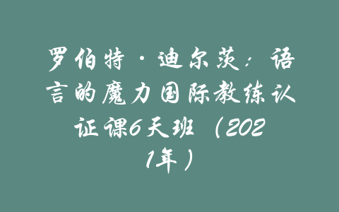 罗伯特·迪尔茨：语言的魔力国际教练认证课6天班（2021年）-吾爱学吧