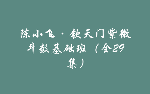 陈小飞·钦天门紫微斗数基础班（全29集）-吾爱学吧